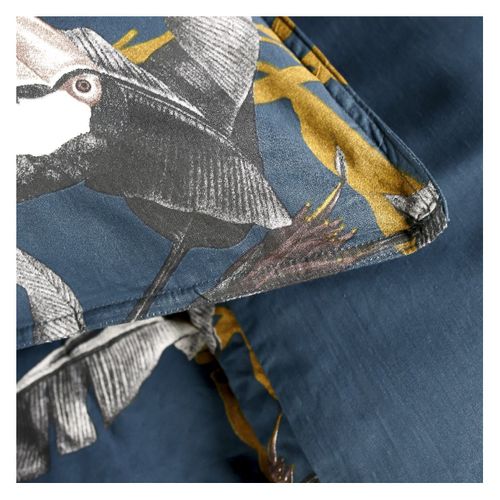 Parure De Lit Coton 2 Personnes Imprimé Jungle Sunshine Bleu