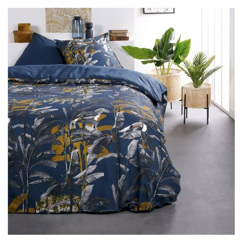 Parure De Lit Coton 2 Personnes Imprimé Jungle Sunshine Bleu