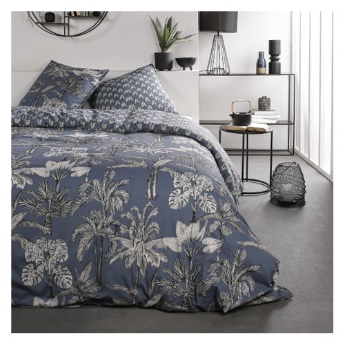 Parure De Lit Coton 2 Personnes Imprimé Jungle Sunshine Bleu