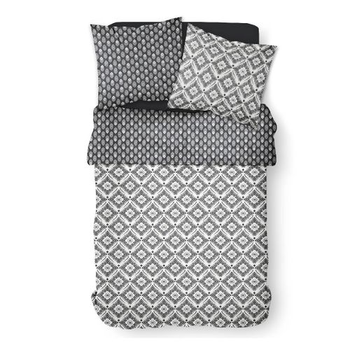 Parure De Lit Coton 2 Personnes Imprimé Graphique Sunshine Blanc