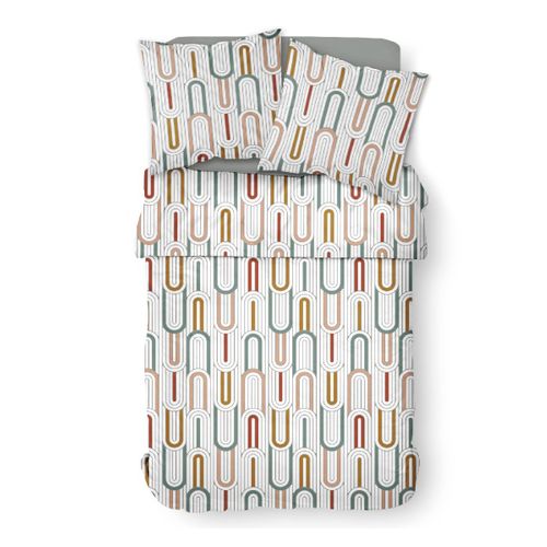 Parure De Lit Coton 2 Personnes Imprimé Graphique Sunshine Blanc