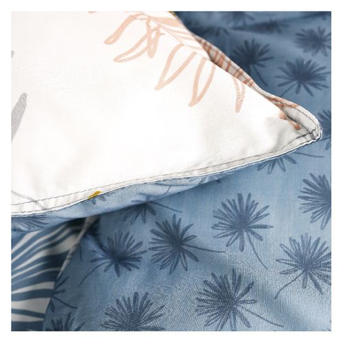 Parure De Lit Coton 2 Personnes Imprimé Floral Sunshine Bleu