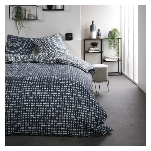 Parure De Lit Coton 2 Personnes Imprimé Rayures Sunshine Blanc