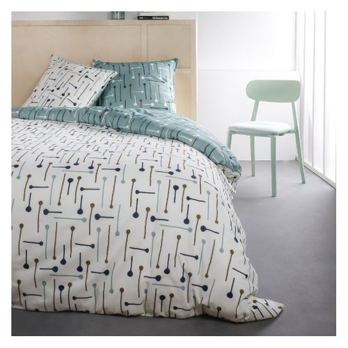 Parure De Lit Coton 2 Personnes Imprimé Graphique Sunshine Blanc