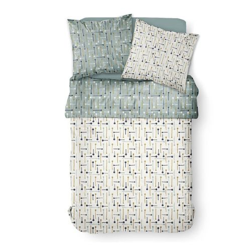 Parure De Lit Coton 2 Personnes Imprimé Graphique Sunshine Blanc
