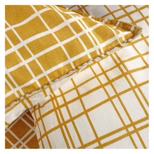 Parure De Lit Coton 2 Personnes Imprimé Rayures Sunshine Jaune