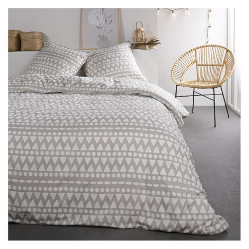 Parure De Lit Coton 2 Personnes Imprimé Ethnique Sunshine Gris