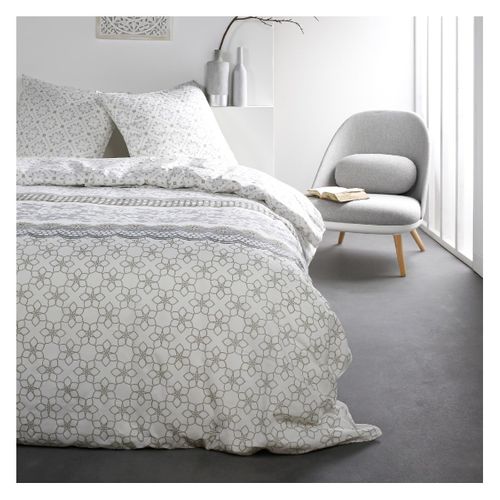 Parure De Lit Coton 2 Personnes Imprimé Floral Sunshine Blanc