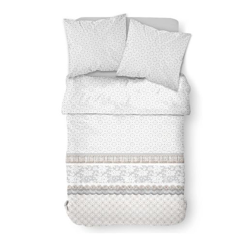 Parure De Lit Coton 2 Personnes Imprimé Floral Sunshine Blanc