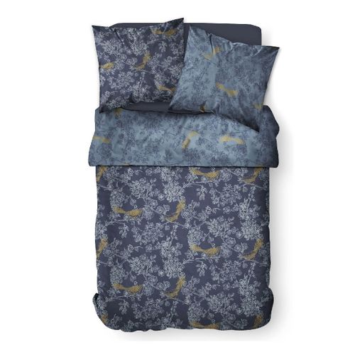 Parure De Lit Coton 2 Personnes Imprimé Floral Sunshine Bleu