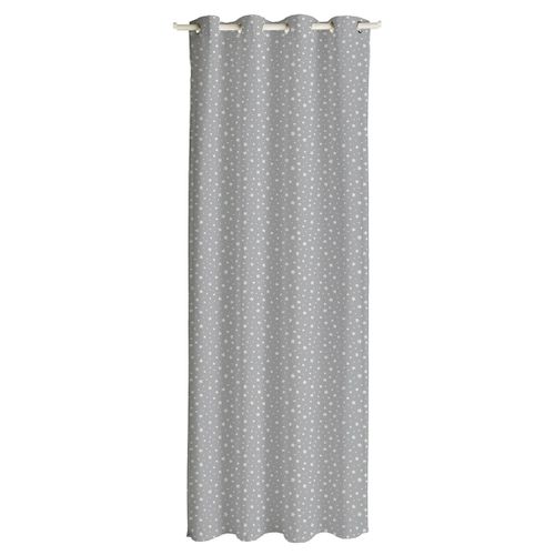 Rideau Coton Etoiles Gris Clair