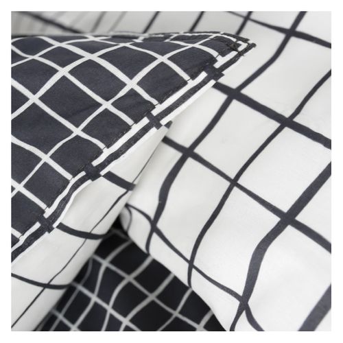 Parure De Lit 2 Personnes Imprimé à Carreaux Coton Sunshine Cassi Bleu