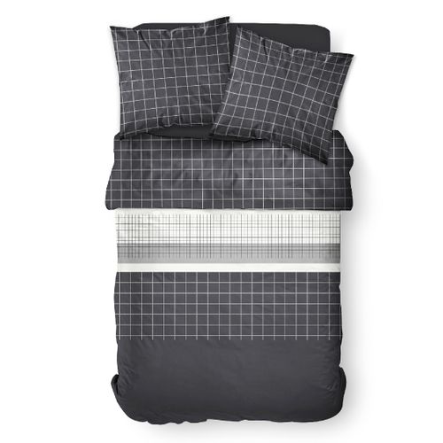 Parure De Lit 2 Personnes Imprimé à Carreaux Coton Sunshine Elie Noir