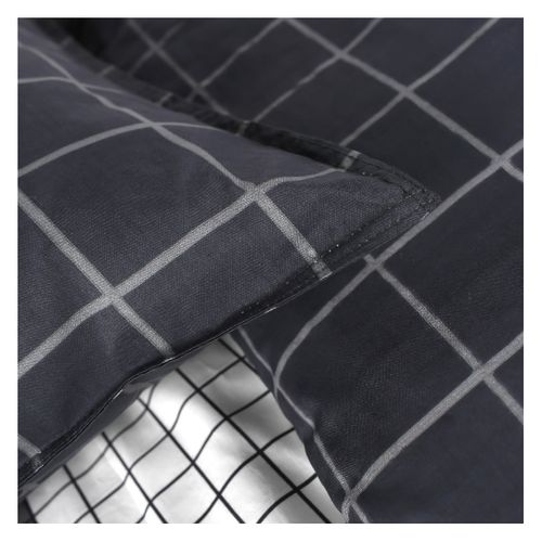 Parure De Lit 2 Personnes Imprimé à Carreaux Coton Sunshine Elie Noir