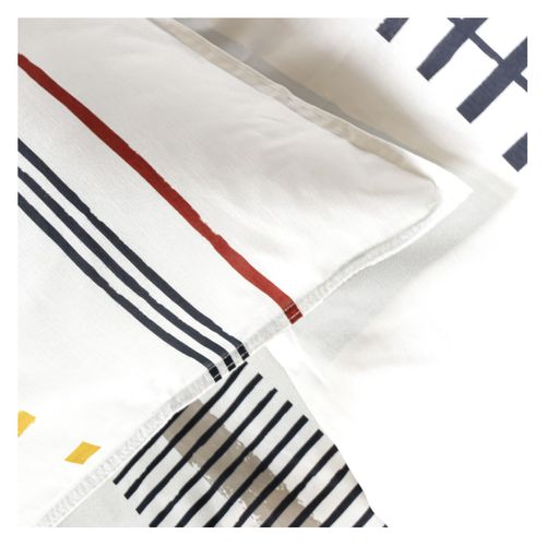 Parure De Lit 2 Personnes Imprimé Géométrique Coton Sunshine Eve Blanc