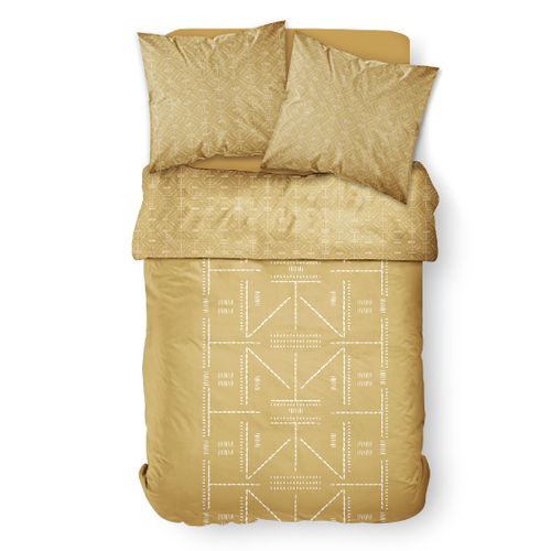 Parure De Lit 2 Personnes Imprimé Ethnique Coton Sunshine Kaeli Jaune
