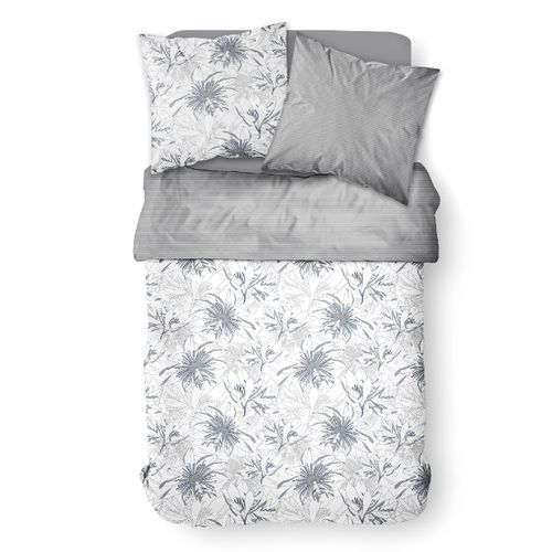 Parure De Lit 2 Personnes Imprimé Floral Coton Sunshine Kais Blanc