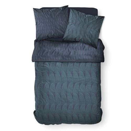 Parure De Lit 2 Personnes Imprimé Géométrique Coton Sunshine Loain Bleu