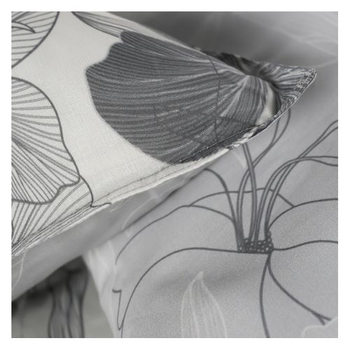 Parure De Lit 2 Personnes Imprimé Floral Coton Sunshine Swan Gris