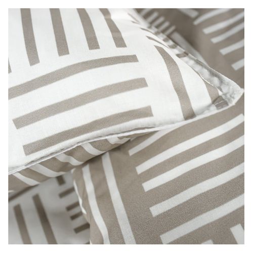 Parure De Lit 2 Personnes Imprimé Rayures Coton Sunshine Abiga Beige