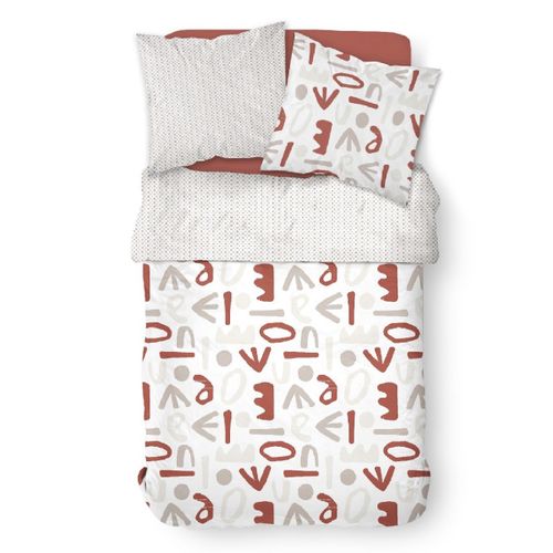 Parure De Lit 2 Personnes Imprimé Imprimé Coton Sunshine Ael Blanc