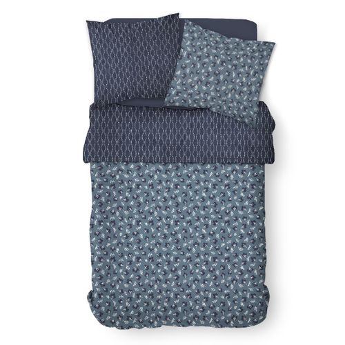 Parure De Lit 2 Personnes Imprimé Floral Coton Sunshine Casey Bleu