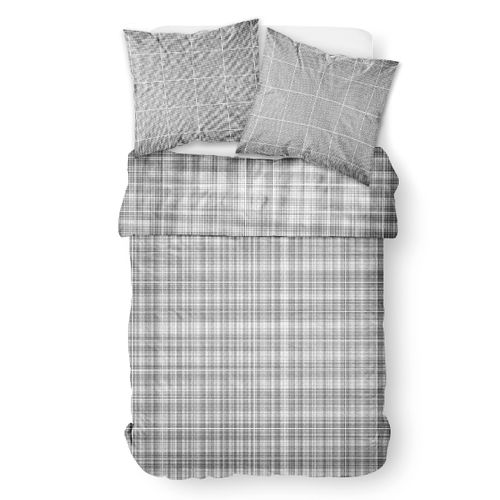 Parure De Lit 2 Personnes Imprimé à Carreaux Coton Sunshine Ema Gris