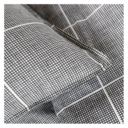 Parure De Lit 2 Personnes Imprimé à Carreaux Coton Sunshine Ema Gris