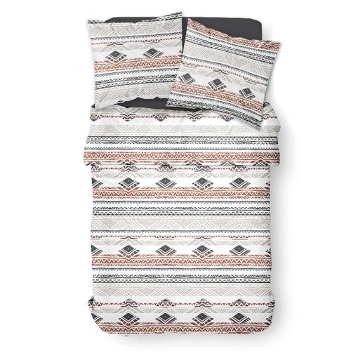 Parure De Lit 2 Personnes Imprimé Ethnique Coton Sunshine Gaia Beige
