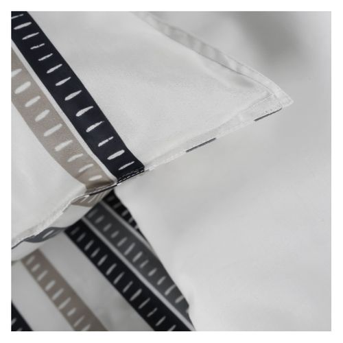 Parure De Lit 2 Personnes Imprimé Rayures Coton Sunshine Jess Blanc