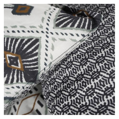 Parure De Lit 2 Personnes Imprimé Ethnique Coton Sunshine Andrea Blanc