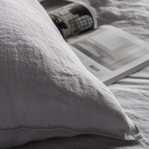 Taie D'oreiller Lin Lavé Uni Naghada Gris