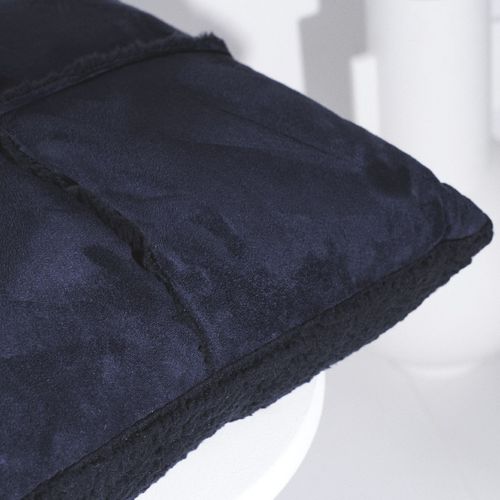 Lot Coussin Carré Et Plaid Effet Sherpa Hors Piste Bleu Marine