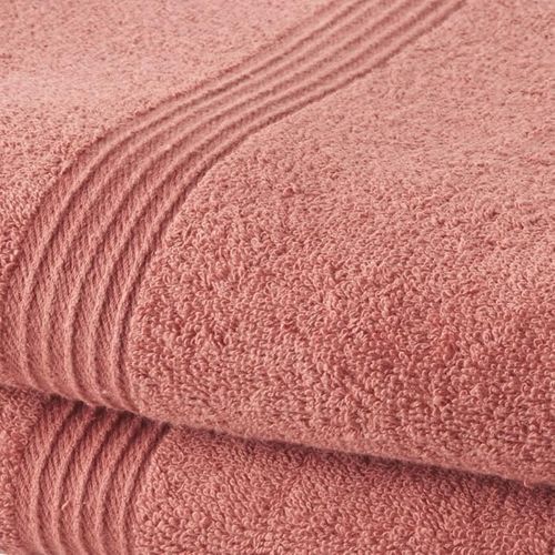 Lot De 2 Serviettes De Bain 100% Coton - 50 X 100 Cm - Terracotta