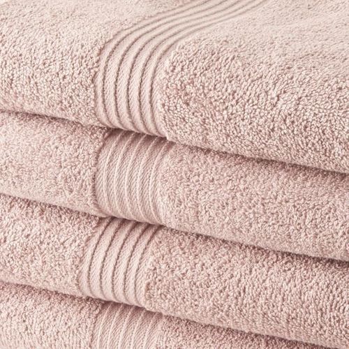 Lot De 4 Serviettes De Bain 100% Coton - 50x100 Cm - Rose Des Sables