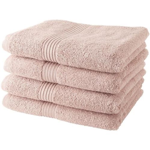 Lot De 4 Serviettes De Bain 100% Coton - 50x100 Cm - Rose Des Sables