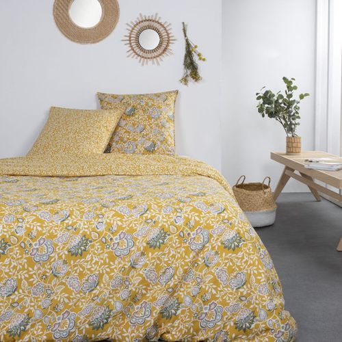 Parure De Lit Coton 2 Personnes Imprimé Floral Shiva Indian Flowers Jaune