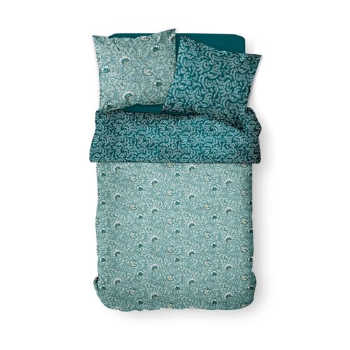 Parure De Lit - Sunshine - Bleu - 2 Personnes - 220x240 Cm - Coton Naturel - Autres Motifs