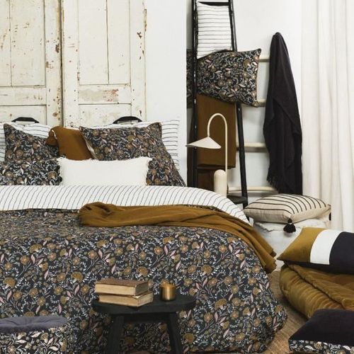 Parure De Lit - Housse De Couette + 2 Taies D'oreiller - 100% Coton 57 Fils - Marigold Indies