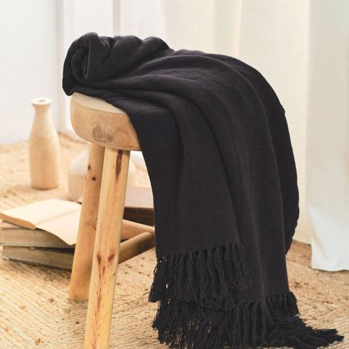 Plaid Coton Indies Gris Anthracite