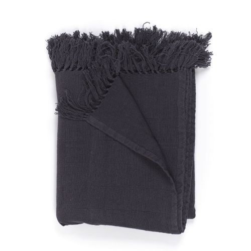 Plaid Coton Indies Gris Anthracite