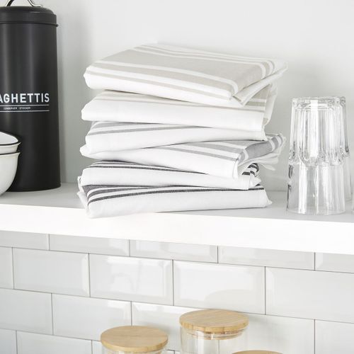 Lot De 2 Torchons Imprimé à Carreaux Permanent Beige Sable