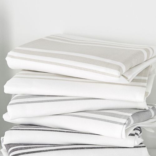 Lot De 2 Torchons Imprimé à Carreaux Permanent Beige Sable