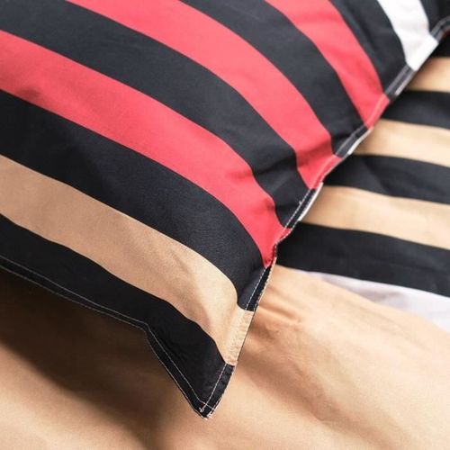 Parure De Lit - Sunshine - 240x260 Cm - 2 Personnes - Coton Imprimé Rayé