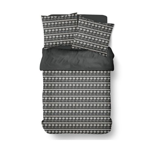 Parure De Lit Imprimé Ethnique Coton Sunshine Saly Noir