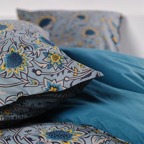 Parure De Lit Imprimé Floral Coton Sunshine Romy Bleu