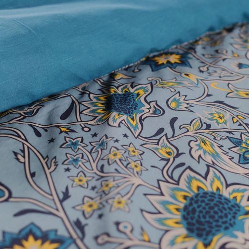 Parure De Lit Imprimé Floral Coton Sunshine Romy Bleu