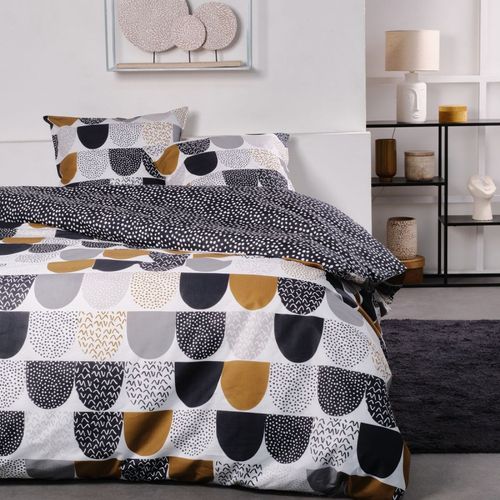 Parure De Lit Imprimé Géométrique Coton Sunshine Antoine Blanc