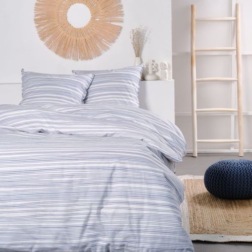 Parure De Lit Imprimé Rayures Coton Sunshine Aurore Blanc