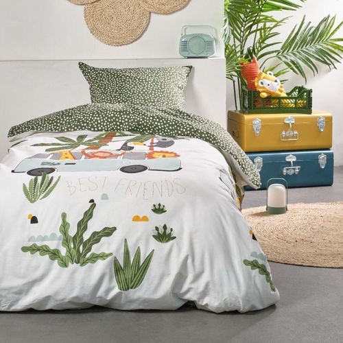 Parure De Lit Imprimé Animalier Coton Happy Vert
